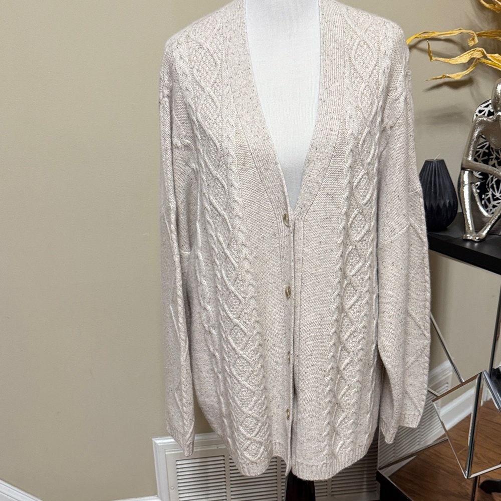 Haven Well Within Cashmere Cream/Tan Women's Cardigan Size XXL pre-owned.